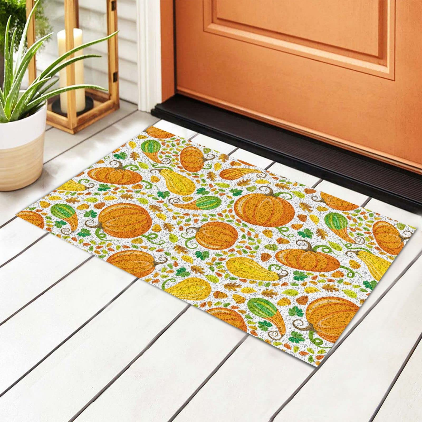 BoeHiop Pumpkin Patch Welcome Mat - Non-Slip Indoor/Outdoor Rug for Home Decor