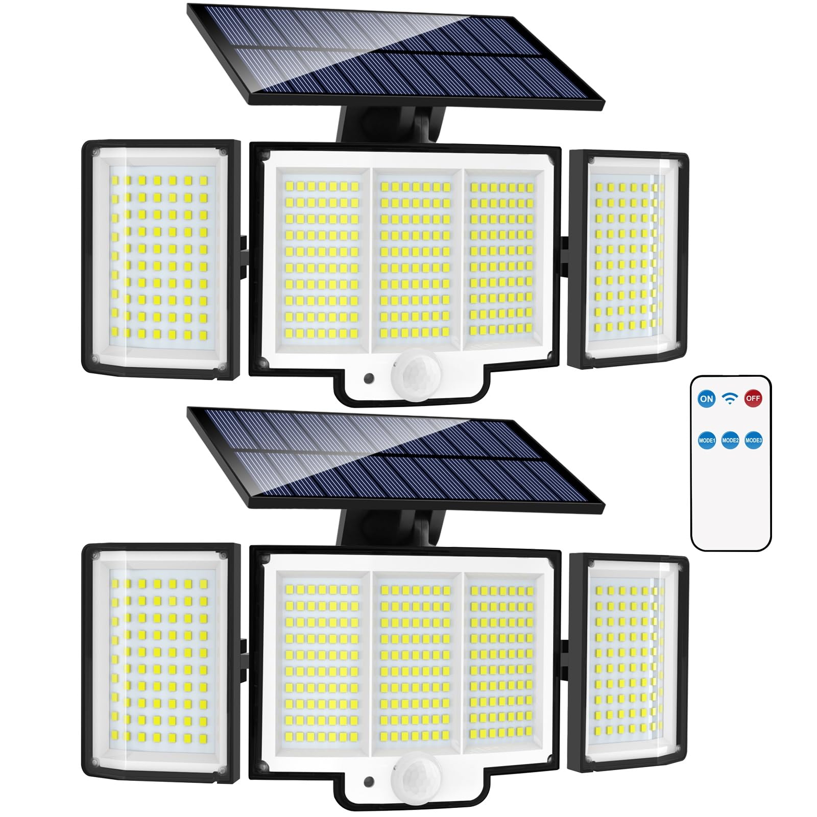2500 Lumen Solar Security Lights Outdoor - 3 Head Waterproof Motion Sensor Flood Lights with Large Area Illumination | Solar Powered for Driveway, Garden, Patio & Backyard Safety Lighting