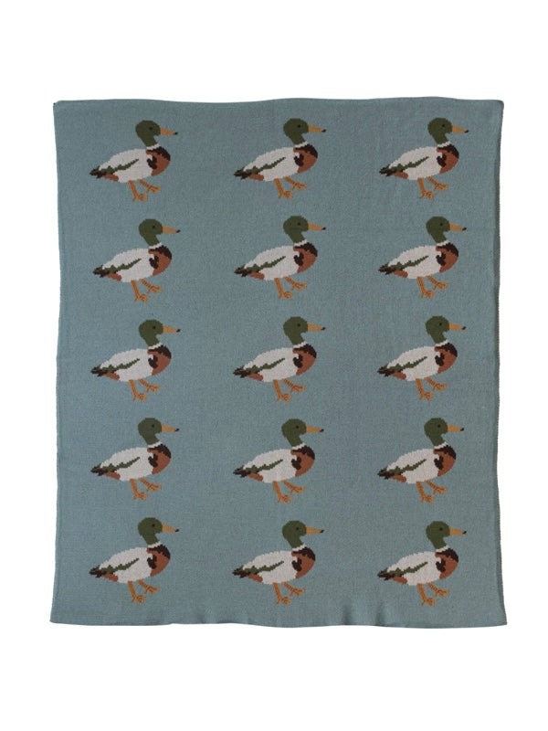 Soft Cotton Knit Baby Blanket with Cute Duck Pattern - Cozy & Breathable Nursery Blanket for Newborns, Infants & Toddlers - Perfect for Swaddling, Stroller, Crib & Playtime