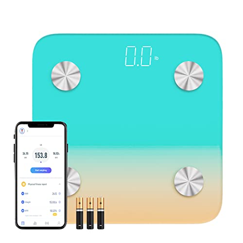 Teerraa Smart Digital Bathroom Scale - Bluetooth Body Fat Scale with BMI, Muscle, Water & Weight Tracking - Wireless Sync to Smartphone App for Fitness & Health Monitoring - Perfect for Home Gym, Weight Loss Programs & Family Health Tracking (Colorful)