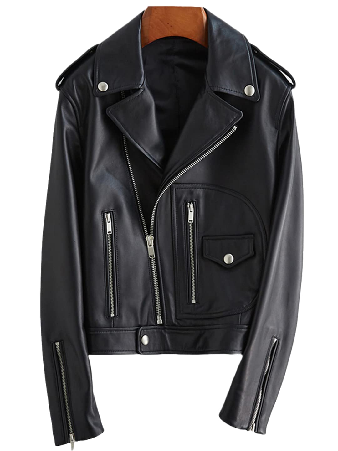 Women's Red & Black Faux Leather Biker Jacket - Long Sleeve Motorcycle Coat for Spring & Fall | Soft Vegan Leather Jacket for Riding, Casual Wear & Night Out