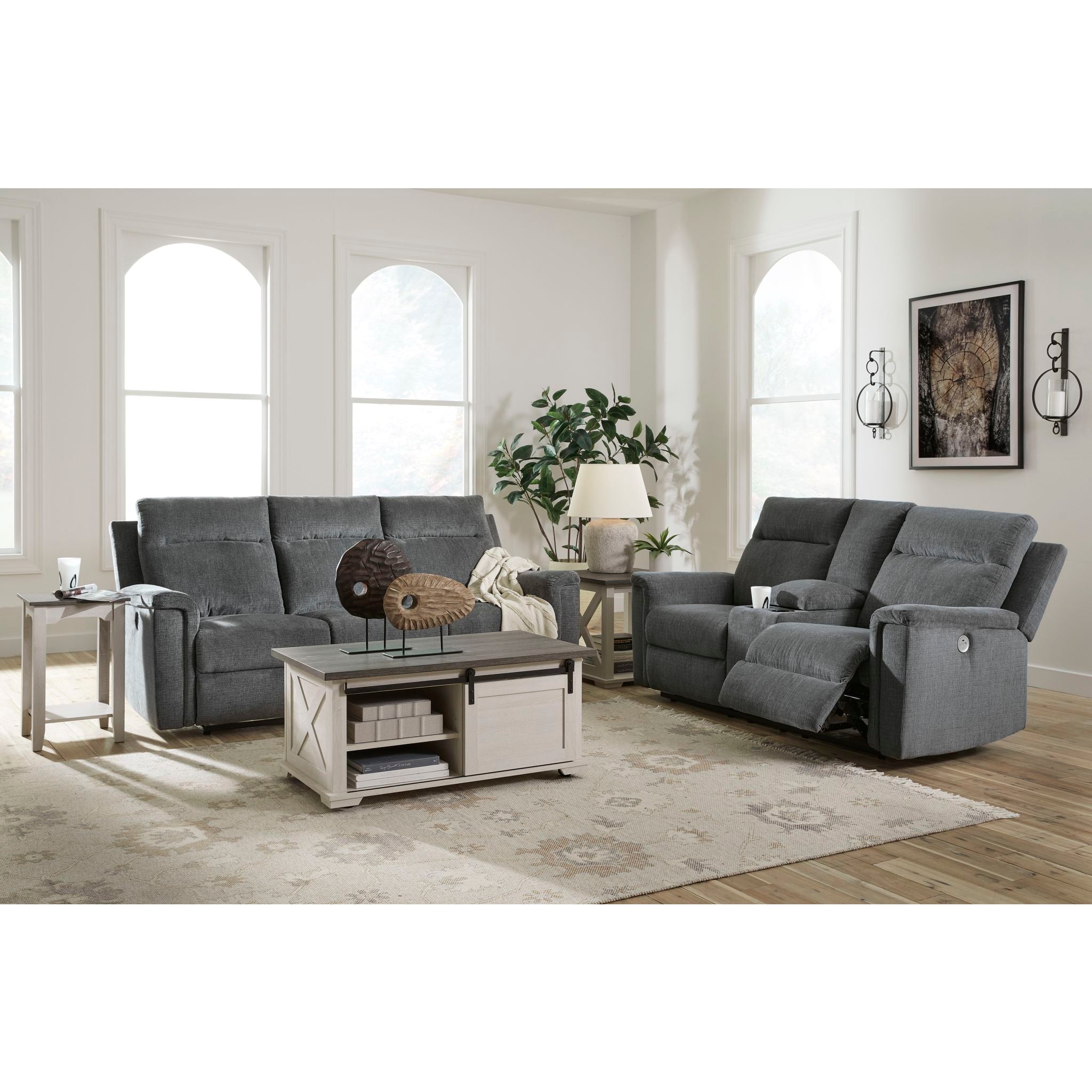 Barnsana Power Reclining Loveseat with Console - Modern Electric Recliner Sofa for Living Room, Home Theater & Family Room - Comfortable Dual Motor Couches with USB Charging & Cup Holders