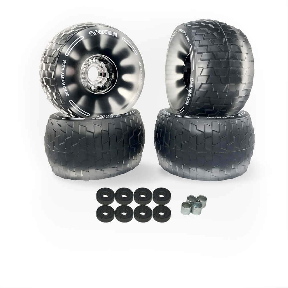 IWONDER 120mm Cloud Wheel All-Terrain Electric Skateboard Wheels - Patented Damping Foam Core, Translucent Urethane for Off-Road Longboarding | Perfect for Commuting, Trail Riding & Urban Exploration (Not for Hub Motors)