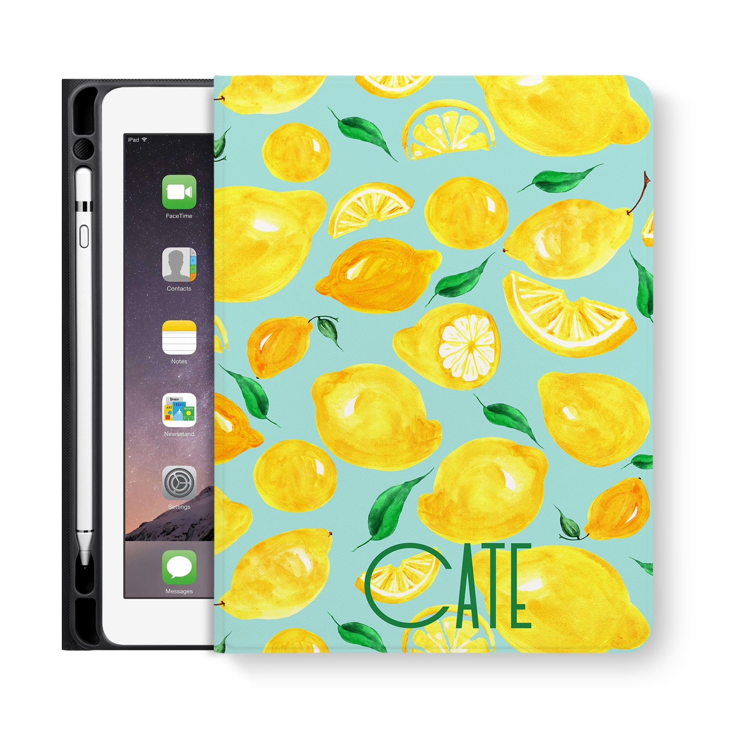 Premium iPad Folio Case with Fruit Design - Slim Protective Cover for iPad Air/Pro, Perfect for Work, School & Travel