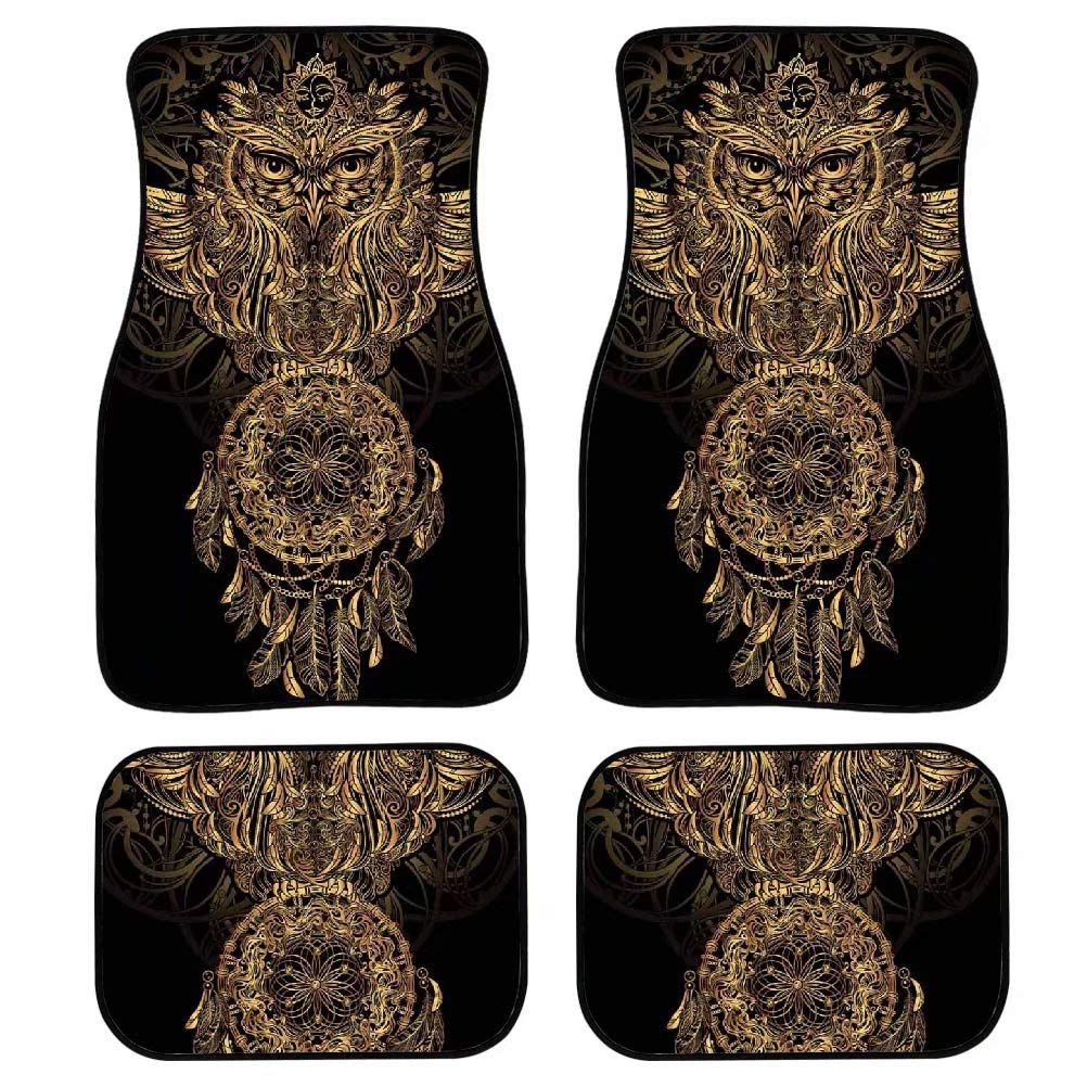 Personalized Car Mats with Owl Print - All Weather Non-Slip Universal Fit Floor Mats for Cars, SUVs, Trucks & Vans - Heavy Duty Custom Carpet for Year-Round Protection & Style