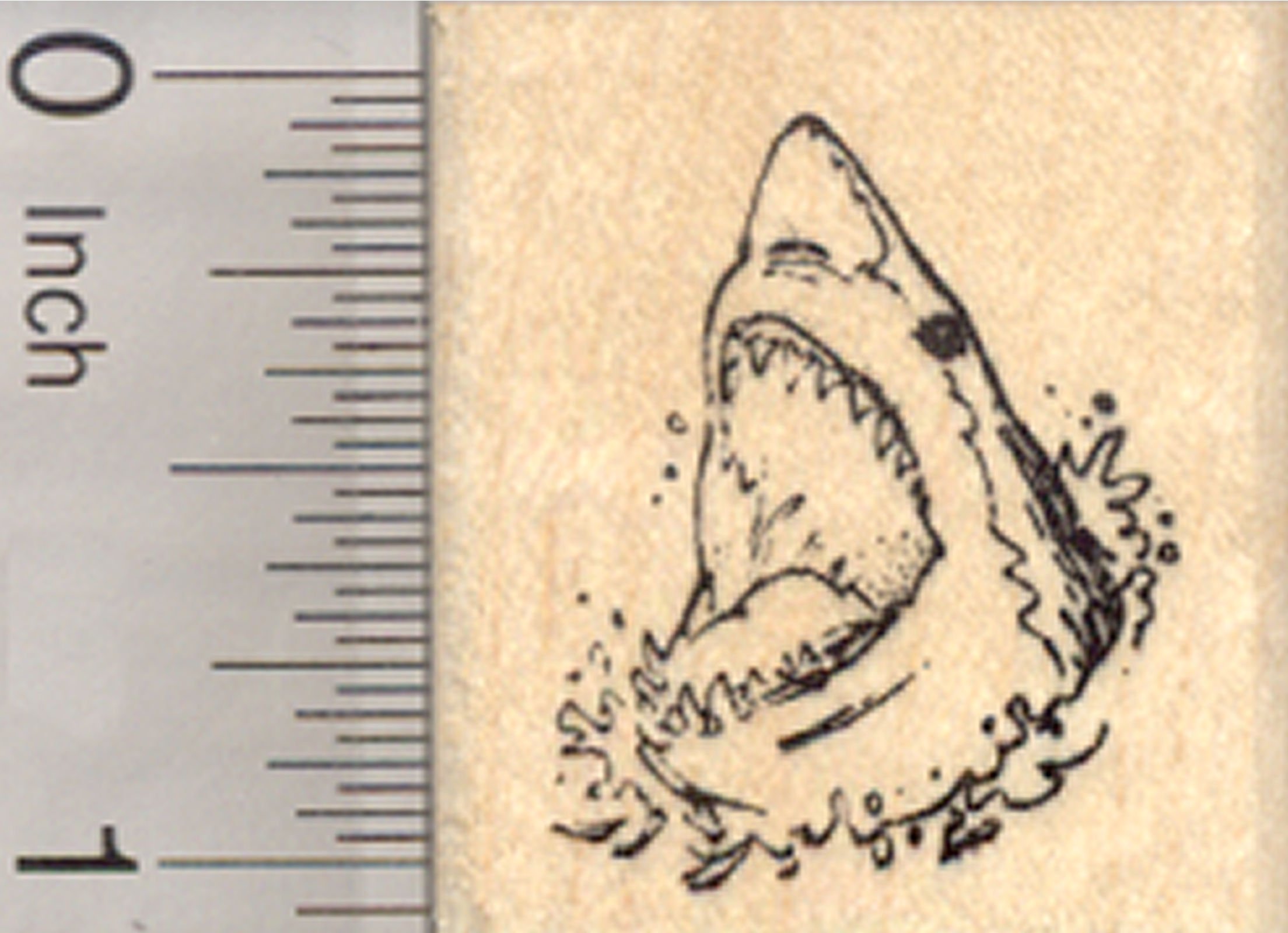 Great White Shark Rubber Stamp - Small Handmade Stamp for DIY Crafts, Scrapbooking & Card Making - Perfect for Marine Life Enthusiasts & Shark Lovers