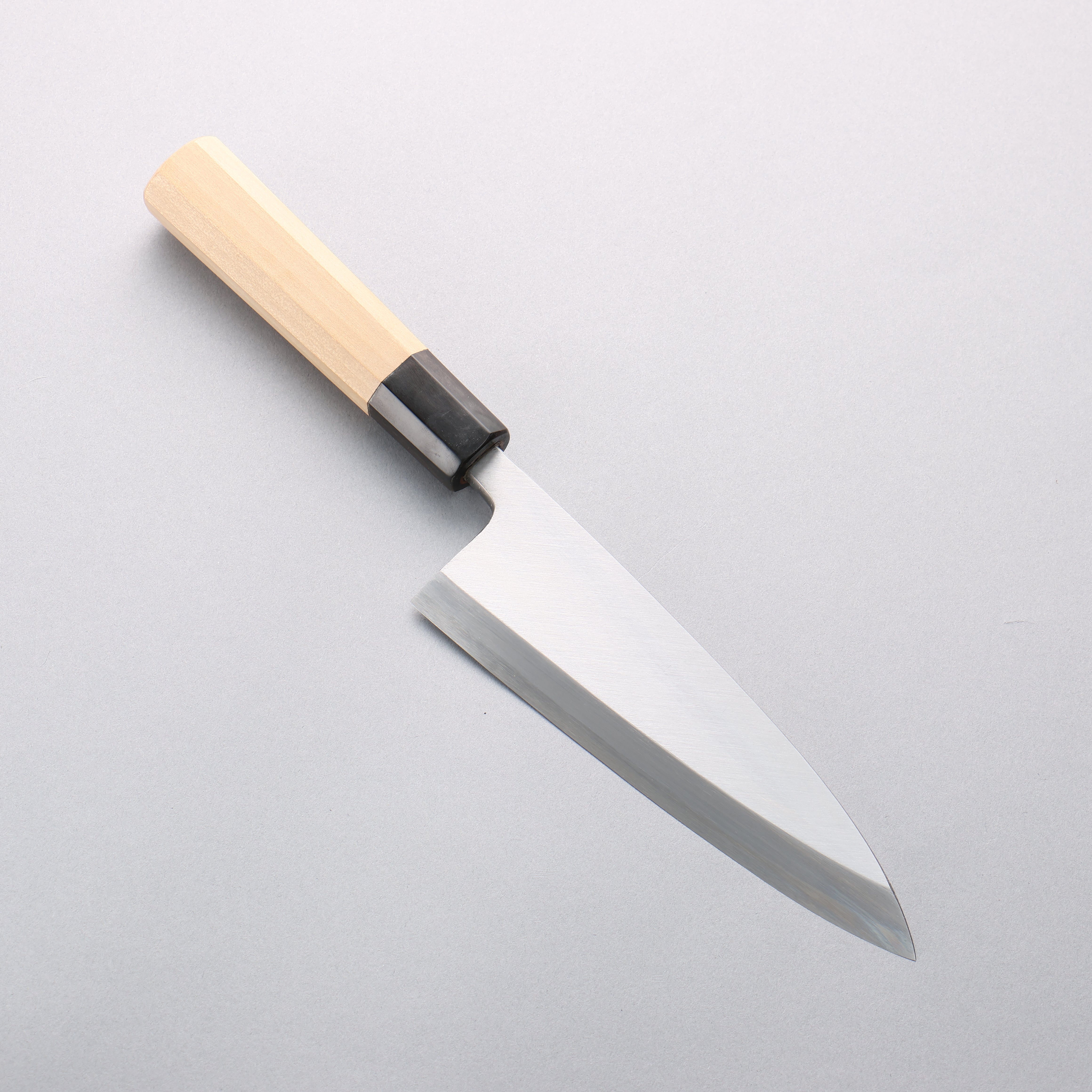 Premium Japanese Blue Steel No.2 Santoku Knife 165mm - Magnolia Wood Handle with Buffalo Horn Ferrule - Professional Chef's Knife for Slicing, Dicing & Chopping Vegetables, Meat & Fish