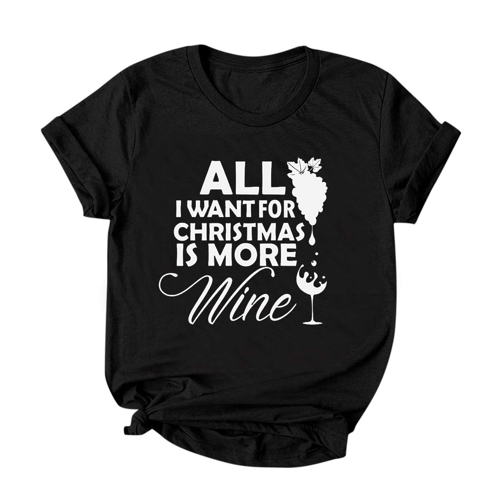 Women's Christmas Printed Round Neck Short Sleeve Blouse - Casual Dressy T-Shirt Tops for Plus Size | Holiday Party, Office Wear & Seasonal Outfits