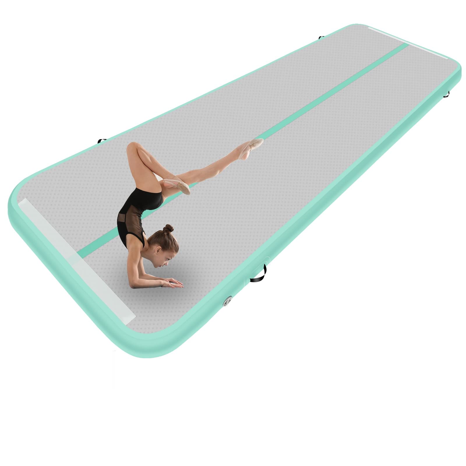 Inflatable Air Gymnastics Mat 10ft/13ft/16ft/20ft - Extra Wide 4.3ft Tumbling Mat with Electric Pump - 4 Inches Thick Tumble Track for Home Gym, Training, Cheerleading, Yoga & Water Play - Perfect for Kids, Adults & Professional Gymnasts