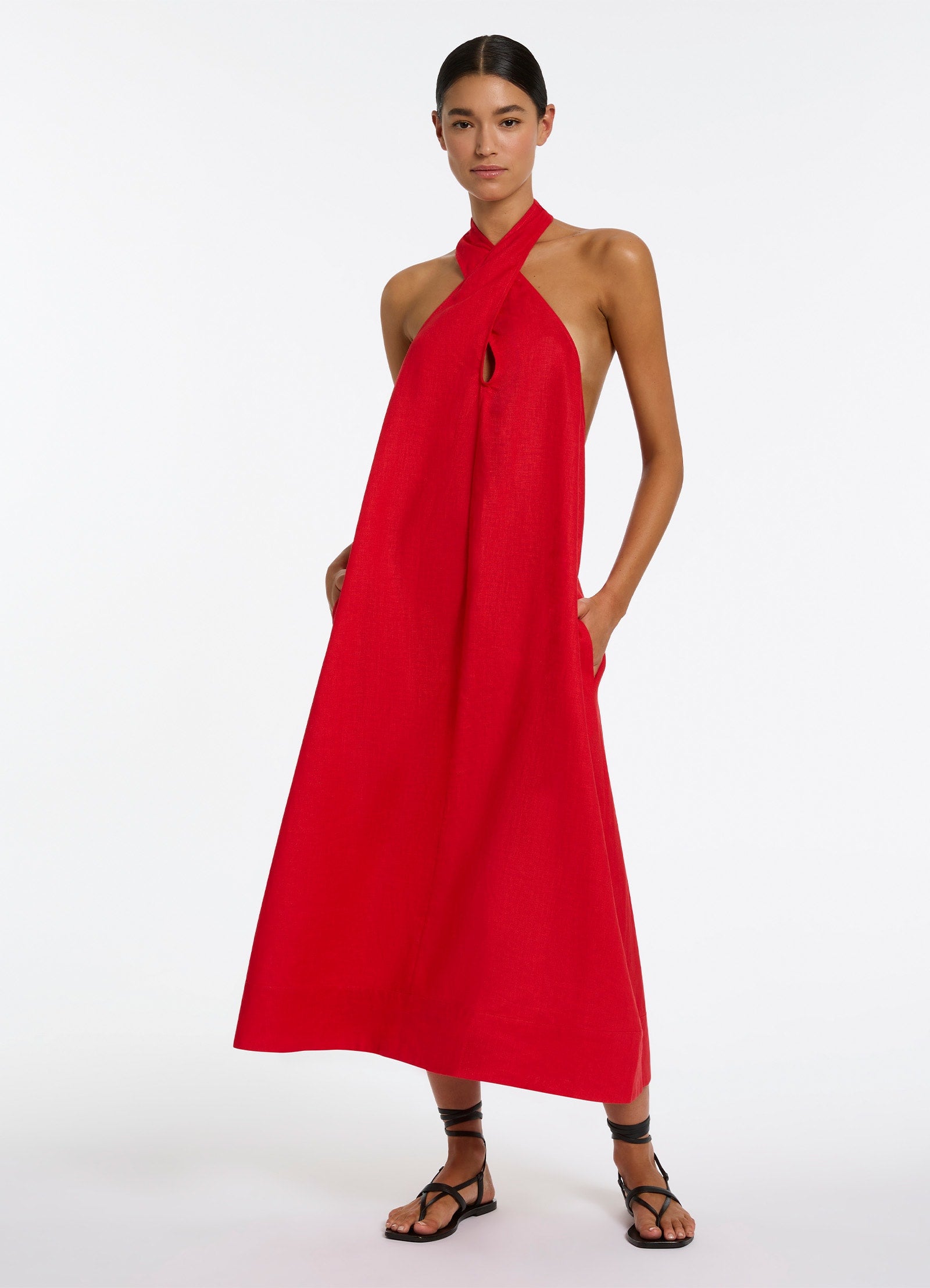 Jetset Low Back Halter Dress for Women - Sexy Red Cocktail Party Dress - Perfect for Night Out, Club, Date Night and Special Occasions