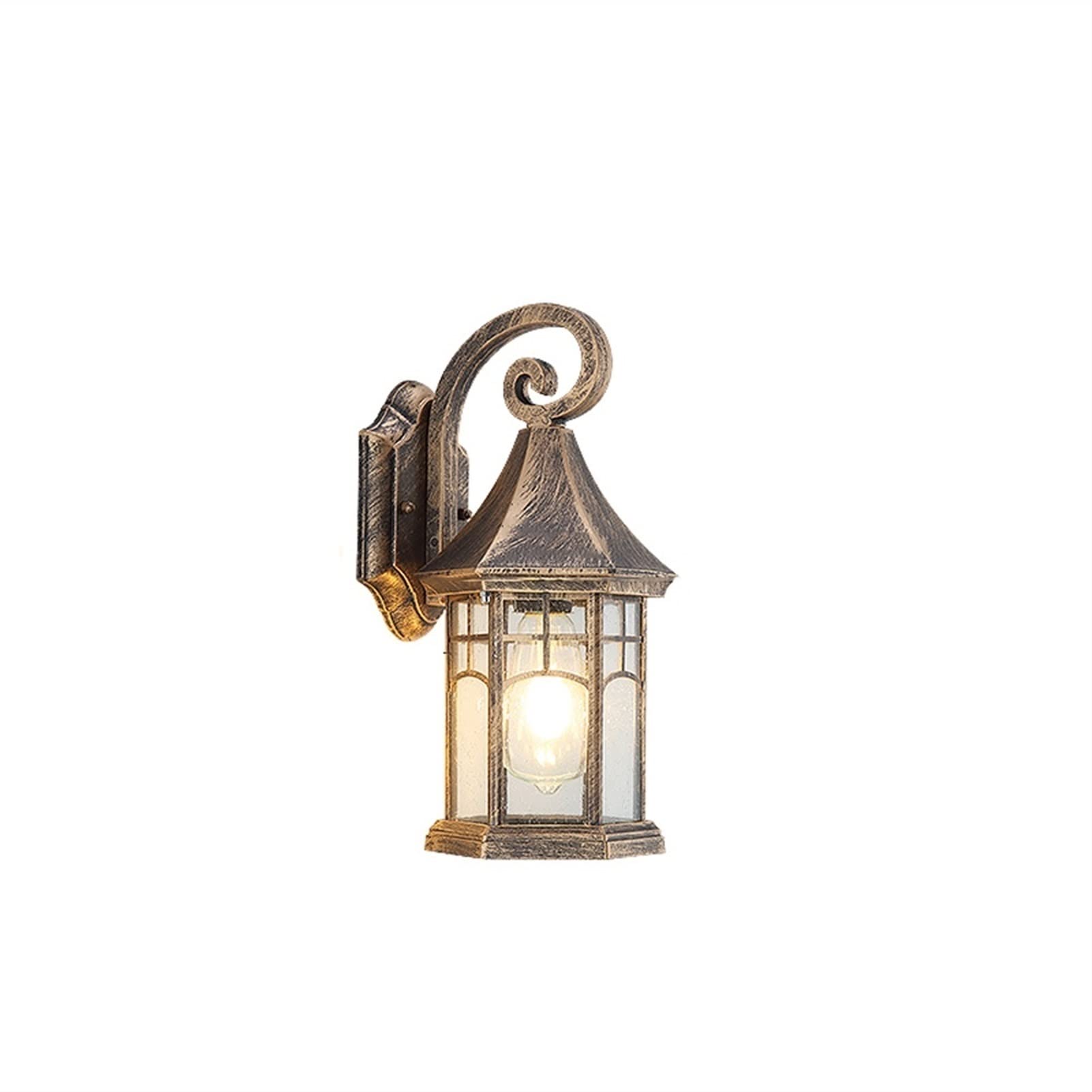 Antique Mediterranean Outdoor Wall Light - Die-Cast Aluminum Lantern Sconce for Garden, Patio & Deck Lighting - Bronze Finish | Weather-Resistant Exterior Wall Fixture for Porch, Entryway & Landscape Décor