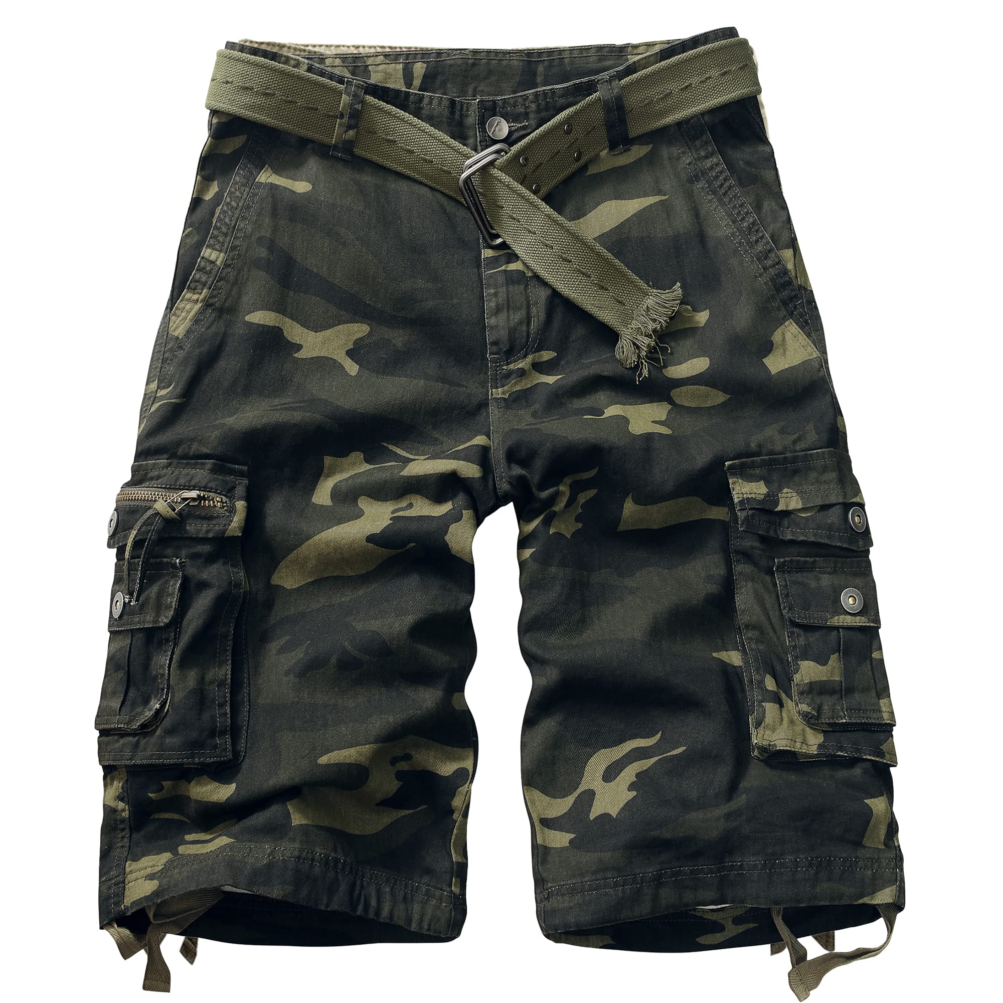 TRGPSG Men's Cargo Shorts - Relaxed Fit Cotton Capri Shorts with 13