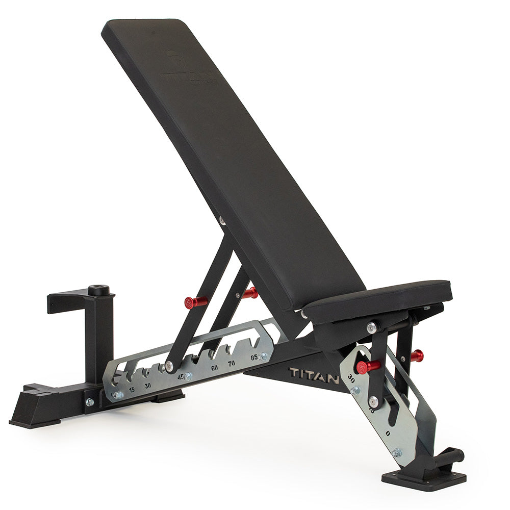 TITAN Series Adjustable Weight Bench for Home Gym - Heavy Duty Flat Incline Decline Workout Bench for Strength Training & Bodybuilding | Perfect for Small Spaces & Full-Body Exercises