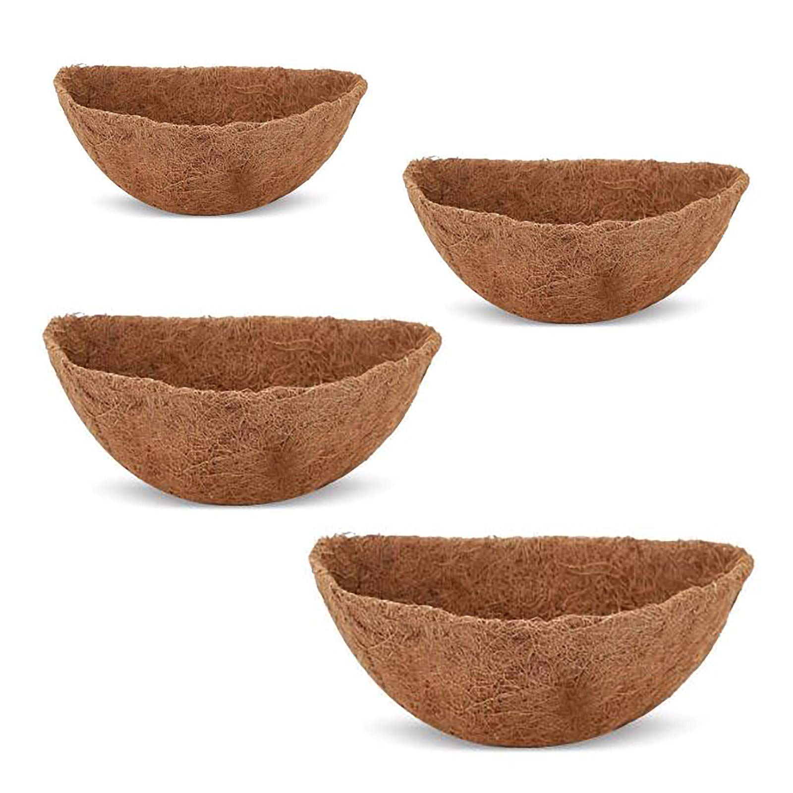4 Pack 10 Inch Natural Coconut Fiber Hanging Basket Liners - Half Round Coco Coir Replacement Liners for Planters, Wall Troughs, Fence Pots - Perfect for Indoor/Outdoor Gardening & Vertical Plant Displays