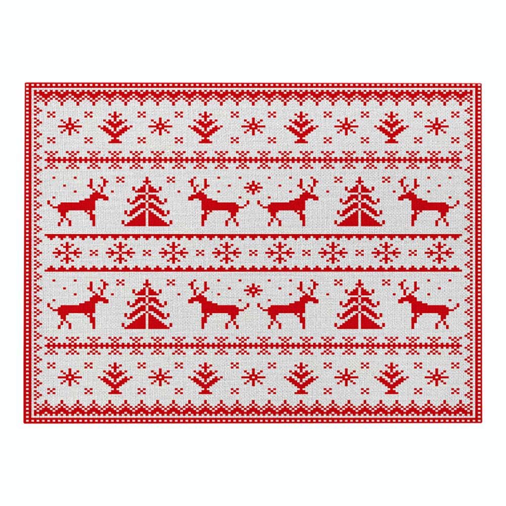 Hacoly Waterproof Heat-Resistant Non-Slip Christmas Moose Placemats - 32x21cm Polyester Holiday Table Mats for Dining Table, Home Kitchen, Restaurant & Hotel Decor - Perfect for Christmas Dinner, Party & Festive Decorations
