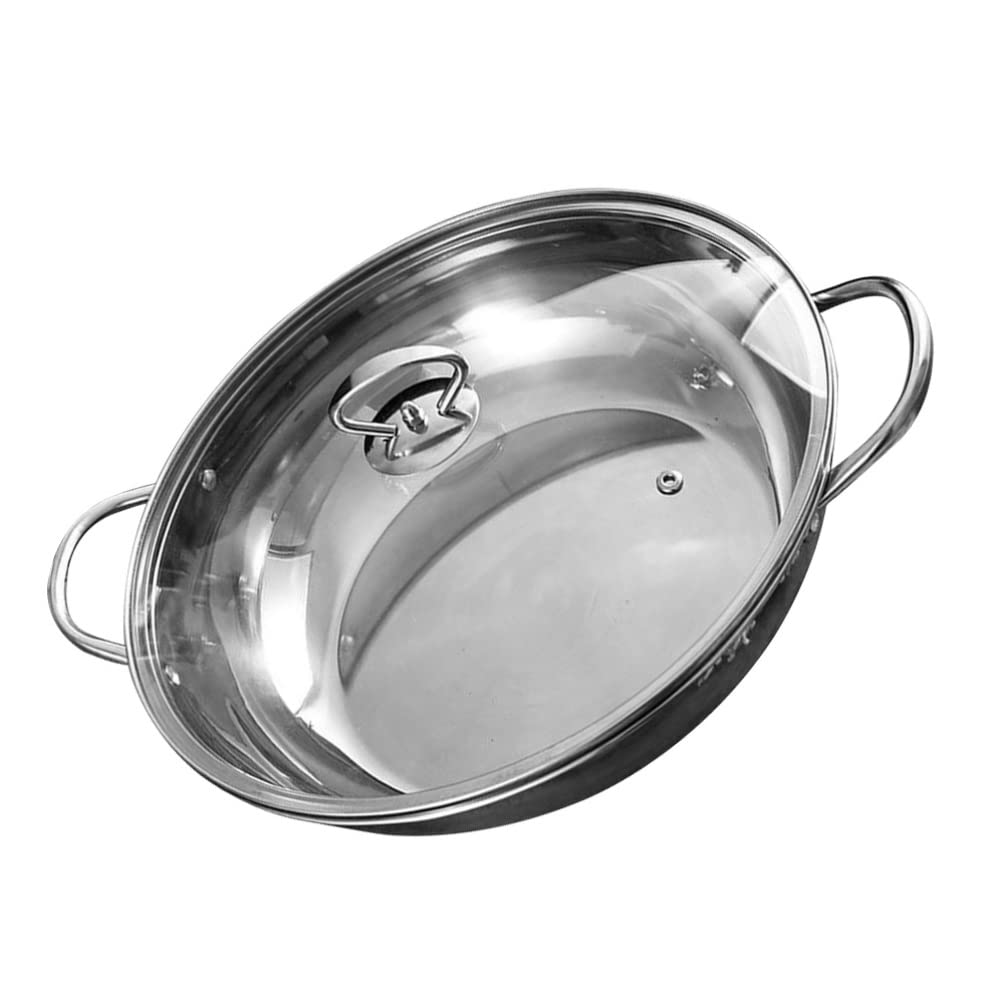 **Stainless Steel Divided Hot Pot Pan with Glass Lid - 28cm Double Sided Induction Cooker Pot Set for Shabu Shabu, Chinese Hot Pot, Gas & Induction Stove - Perfect for Family Dinners & Entertaining**