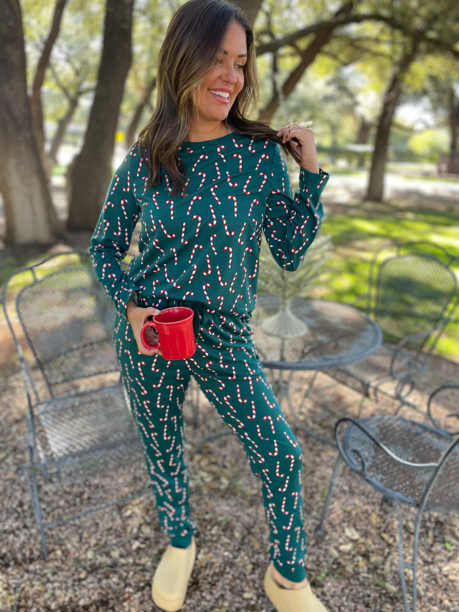 **PREORDER: Candy Cane Pajama Pants Set for Women - Cozy Christmas Sleepwear for Holiday Parties & Festive Nights**
