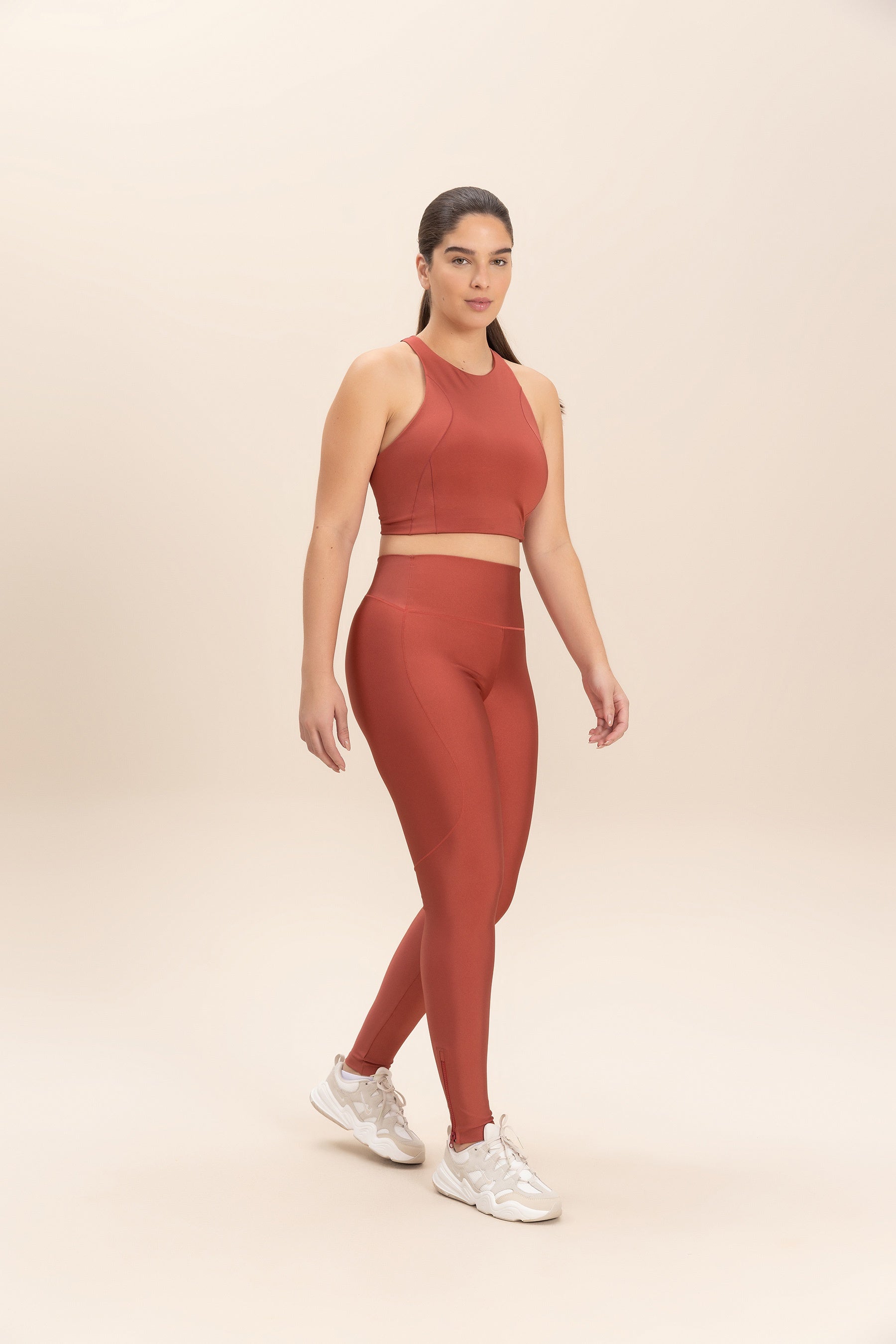 High Waist Neoprene Shine Zipper Long Leggings for Women - Tummy Control Workout Yoga Pants - Perfect for Gym, Running & Everyday Wear