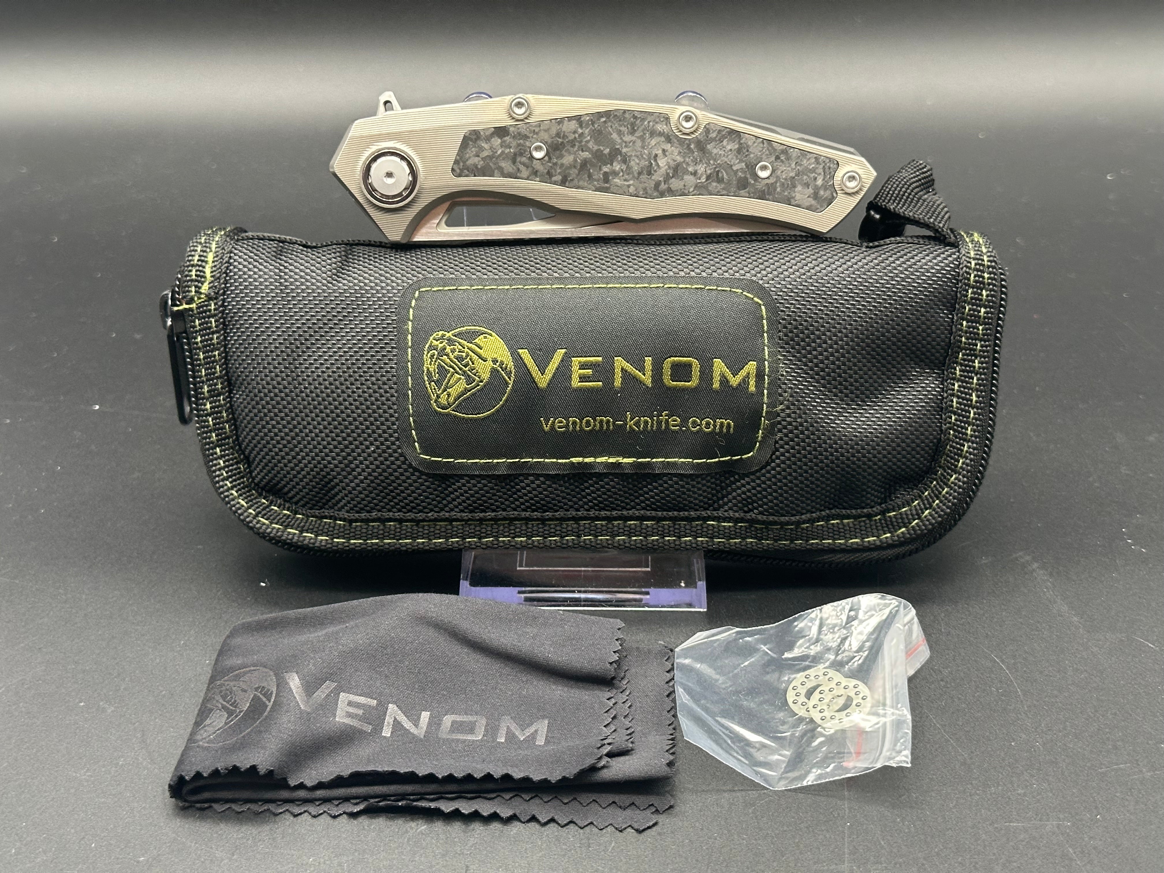 Kevin John Venom Maverick Titanium & Carbon Fiber Handle Folding Knife with M390 Steel Blade - EDC, Outdoor, Camping, Survival Gear