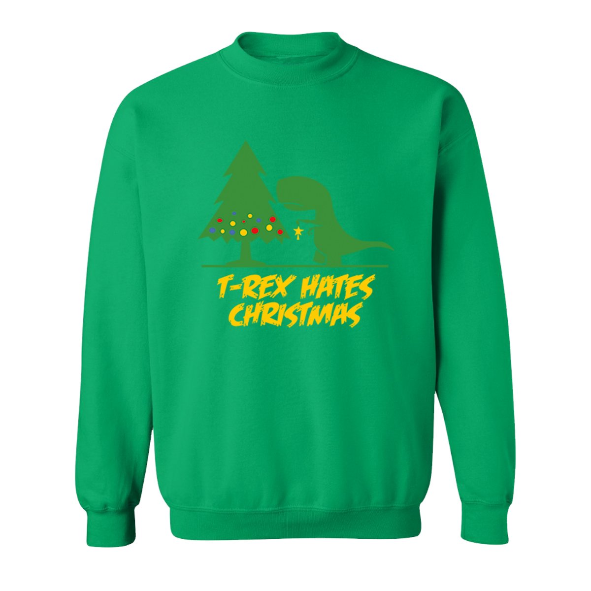 Funny Ugly Christmas Sweatshirt - T-Rex Hates Christmas Holiday Sweater for Women & Men | Unisex Xmas Party Outfit for Family Gatherings, Office Parties & Festive Events