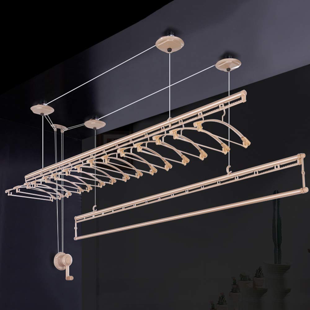Hand-Cranked Ceiling Pulley Clothes Drying Rack - 150cm Aluminum Alloy Laundry Airer for Home, Balcony & Outdoor Use | Space-Saving Solution for Small Apartments & Efficient Clothes Drying