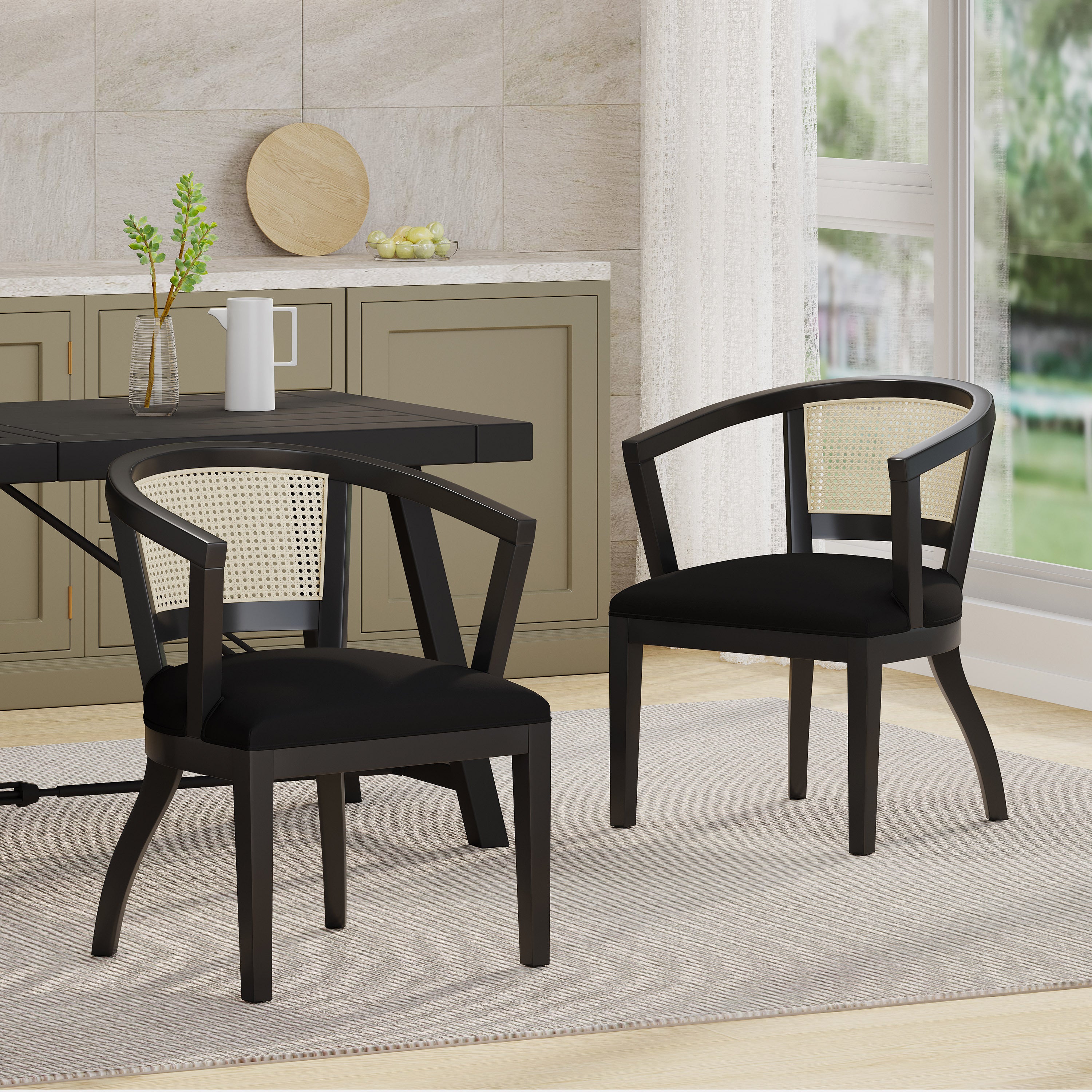 Modern Dining Chairs Set of 2 - Sturdy Wooden Kitchen Chairs with Padded Seat Cushions - Perfect for Dining Room, Kitchen, Breakfast Nook & Small Spaces