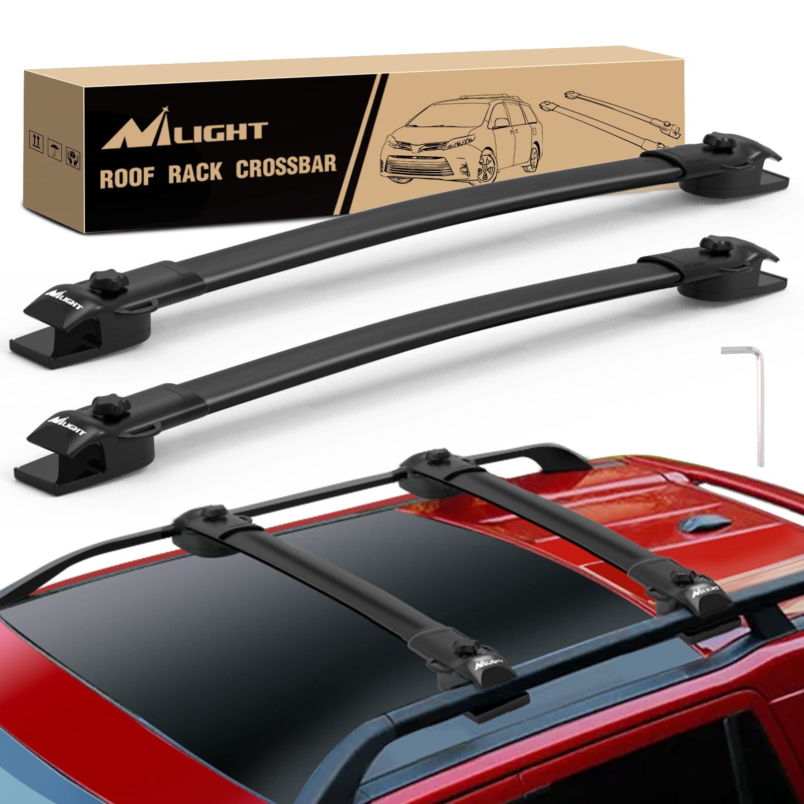 Universal Roof Rack Cross Bars for Toyota Sienna 2011-2020 - Heavy Duty Aluminum Cargo Carrier for SUVs & Minivans - Perfect for Road Trips, Camping & Outdoor Adventures