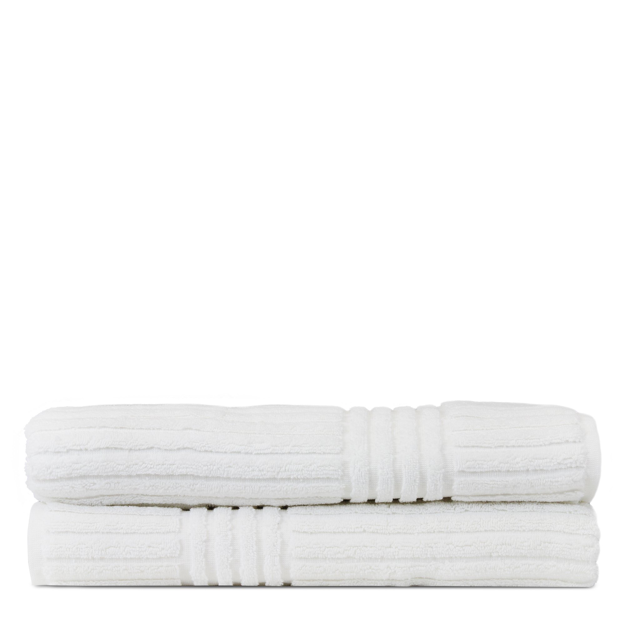 Premium 100% Turkish Cotton Luxury Hotel & Spa Bath Towel Set of 2 - Soft Ribbed Channel Design for Ultimate Comfort - Perfect for Bathrooms, Spas & Gifts (White)