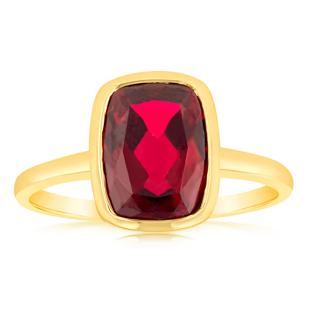 4.50 Carat Lab-Created Ruby Bezel Set Ring in 9K Yellow Gold | Elegant Jewelry for Weddings, Anniversaries & Special Occasions
