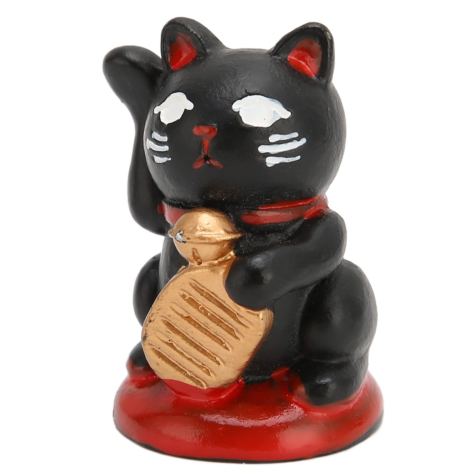 Japanese Maneki Neko Lucky Beckoning Cat Statue - Black Fortune Cat for Home, Office & Restaurant Decor (PPJAP-05) | Good Luck Charm for Business Success & Wealth Attraction