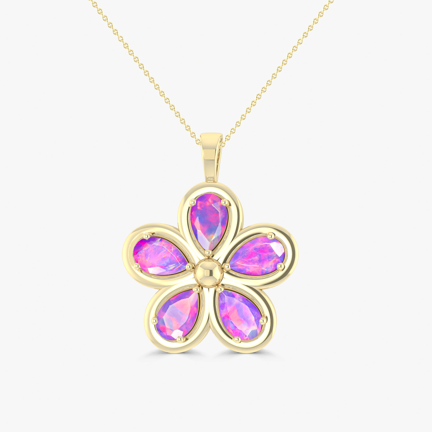 Natural Lavender Opal Flower Pendant Necklace - Elegant Bohemian Jewelry for Women, Perfect for Weddings, Parties & Everyday Wear