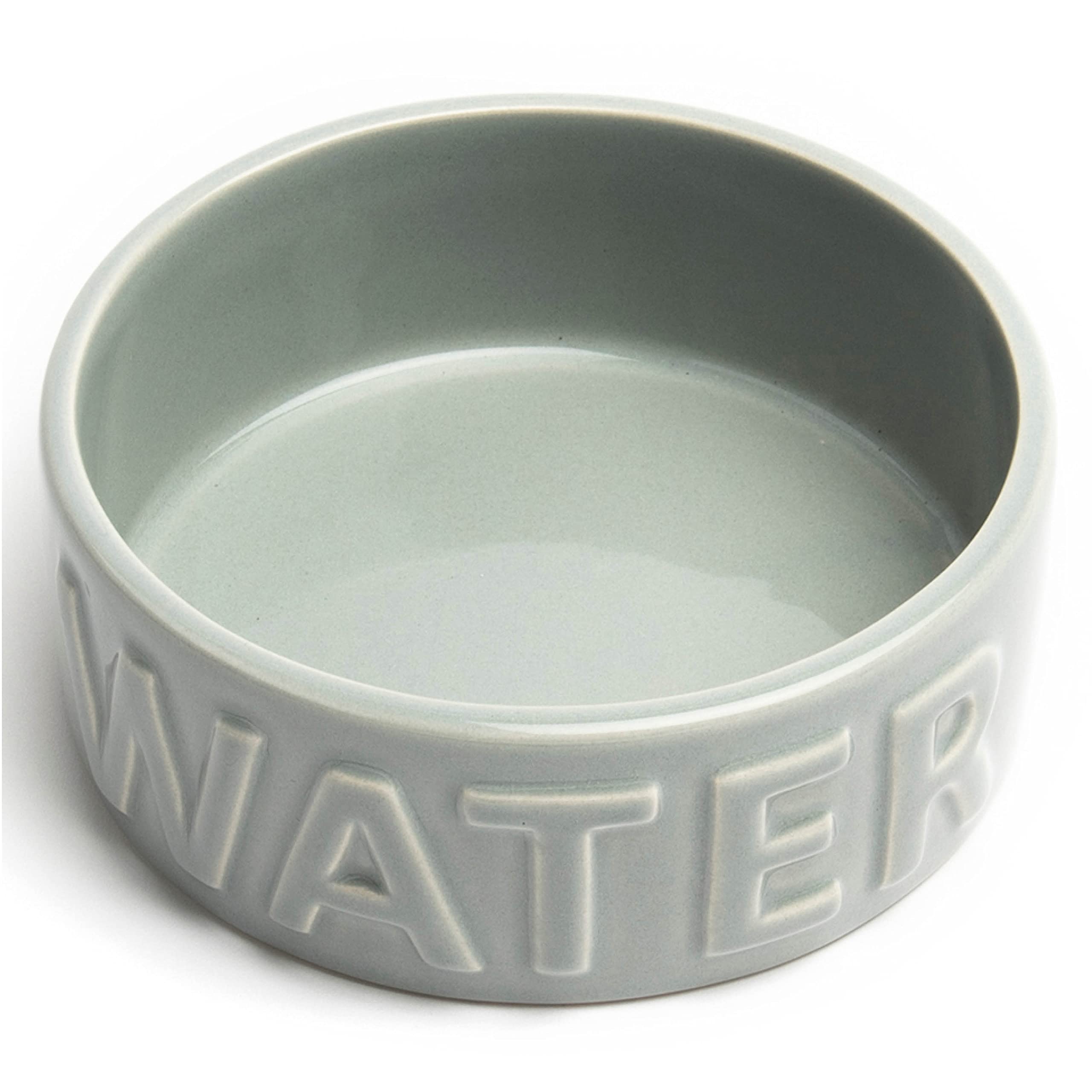 Park Life Designs Pet Bowl - Classic Water Bowl for Dogs & Cats | Medium Size, Grey | Durable Ceramic Dish for Indoor & Outdoor Use