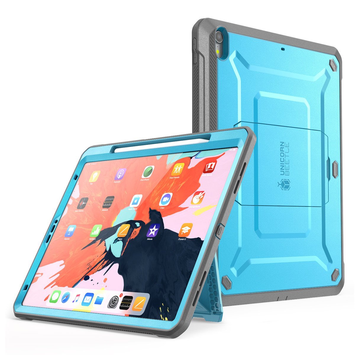 Apple iPad Pro 12.9 Inch 2018 Model Protective Case | Unicorn Beetle Pro Full Body Cover with Apple Pencil Holder | Shockproof & Scratch Resistant | Open Box Blue | Perfect for Work, Travel & School Use