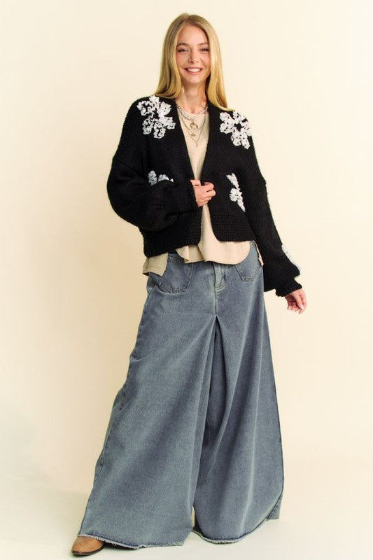 Floral Applique Cardigan for Women - Elegant Lace Knit Sweater | Perfect for Spring Outfits, Weddings & Casual Wear