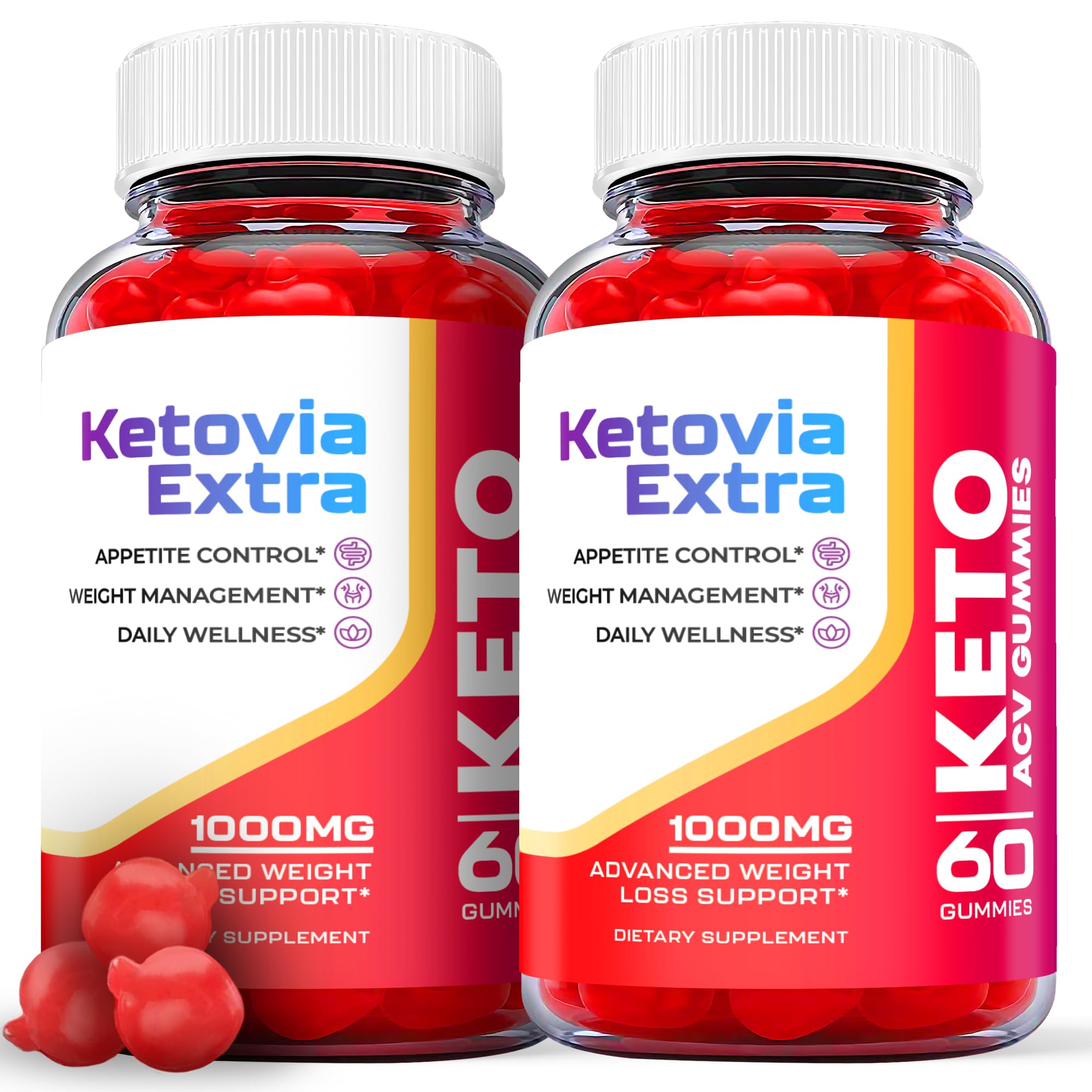 (2 Pack) Ketovia Extra Keto ACV Gummies with Apple Cider Vinegar - 120 Gummies for Weight Loss & Energy Boost | Supports Ketosis & Digestion | Perfect for Low-Carb Diet & On-The-Go Snacking