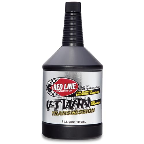 Red Line Oil RED42804 V-Twin Transmission Oil with Shockproof Fluid - 1 Quart (4 Pack) - High-Performance Motorcycle Gear Protection for Harley, Indian & Cruiser Bikes