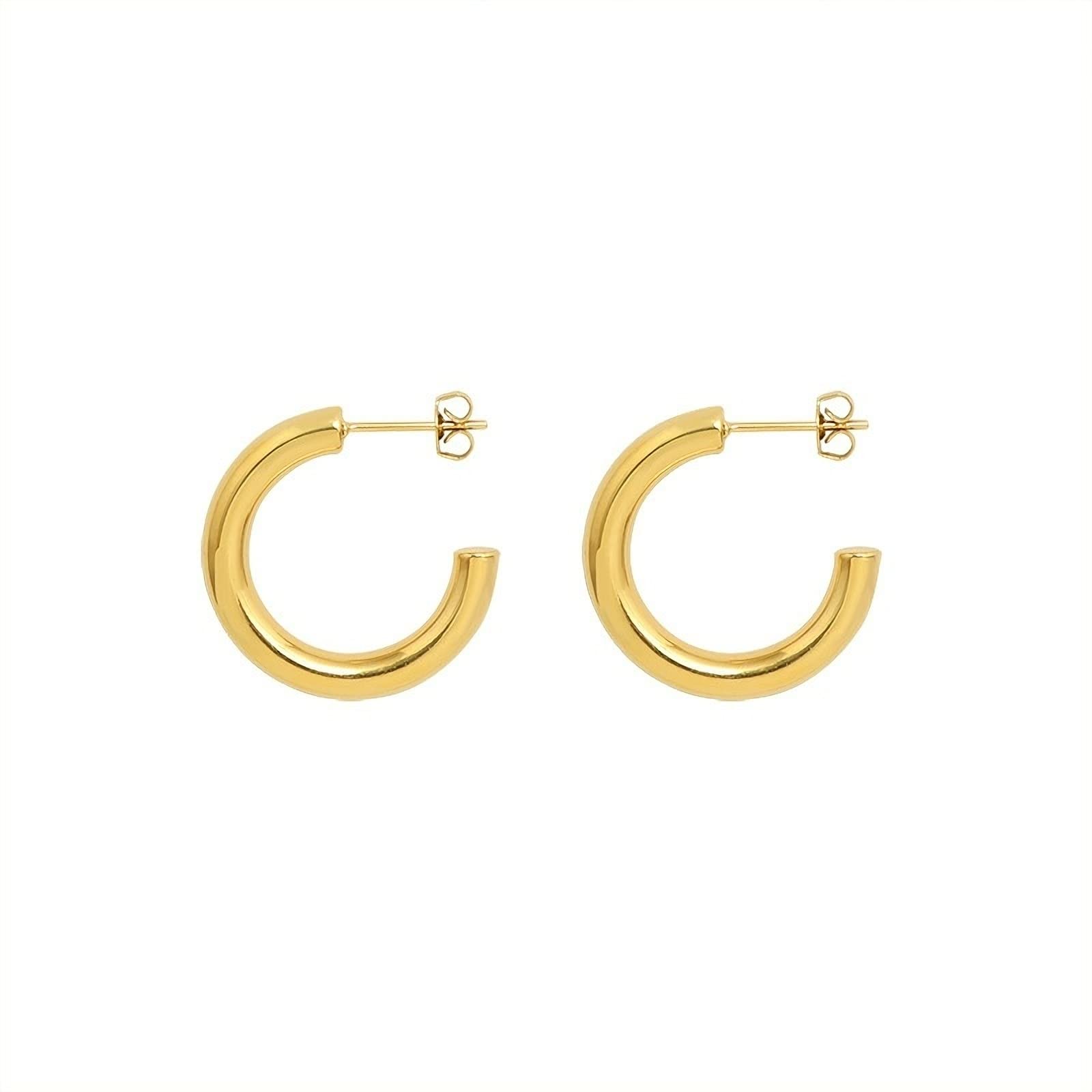 Hypoallergenic Gold Hoop Earrings for Women - Thick Open Twisted Huggie Hoop Jewelry - Perfect Birthday & Christmas Gifts - Great for Parties, Weddings & Everyday Wear