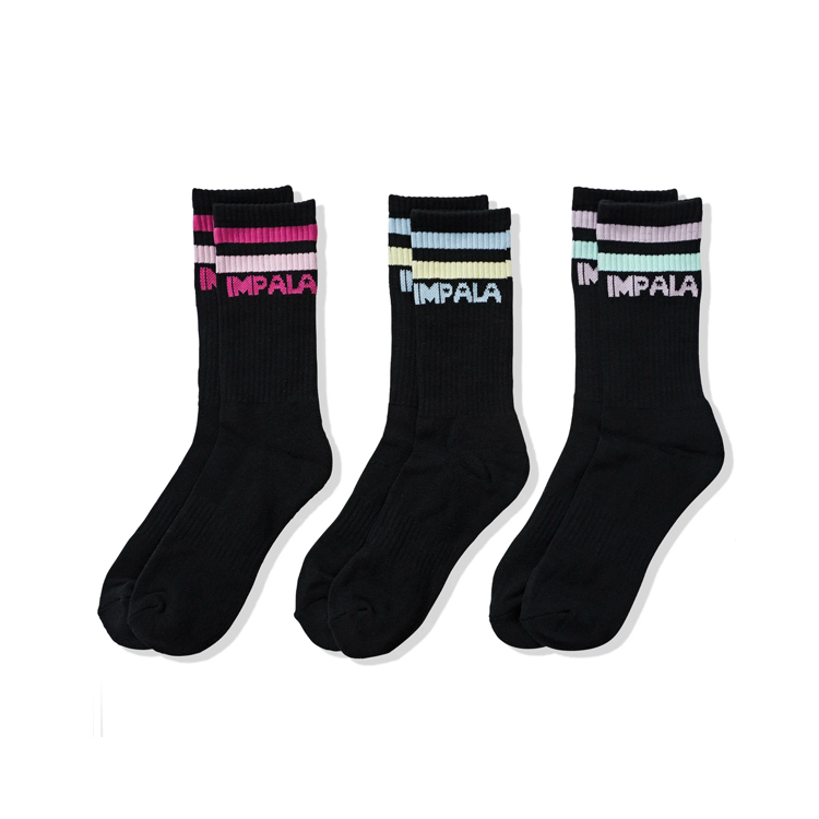 3-Pack Black Stripe Socks for Men & Women - Comfortable Casual Crew Socks for Daily Wear, Sports, and Gifts