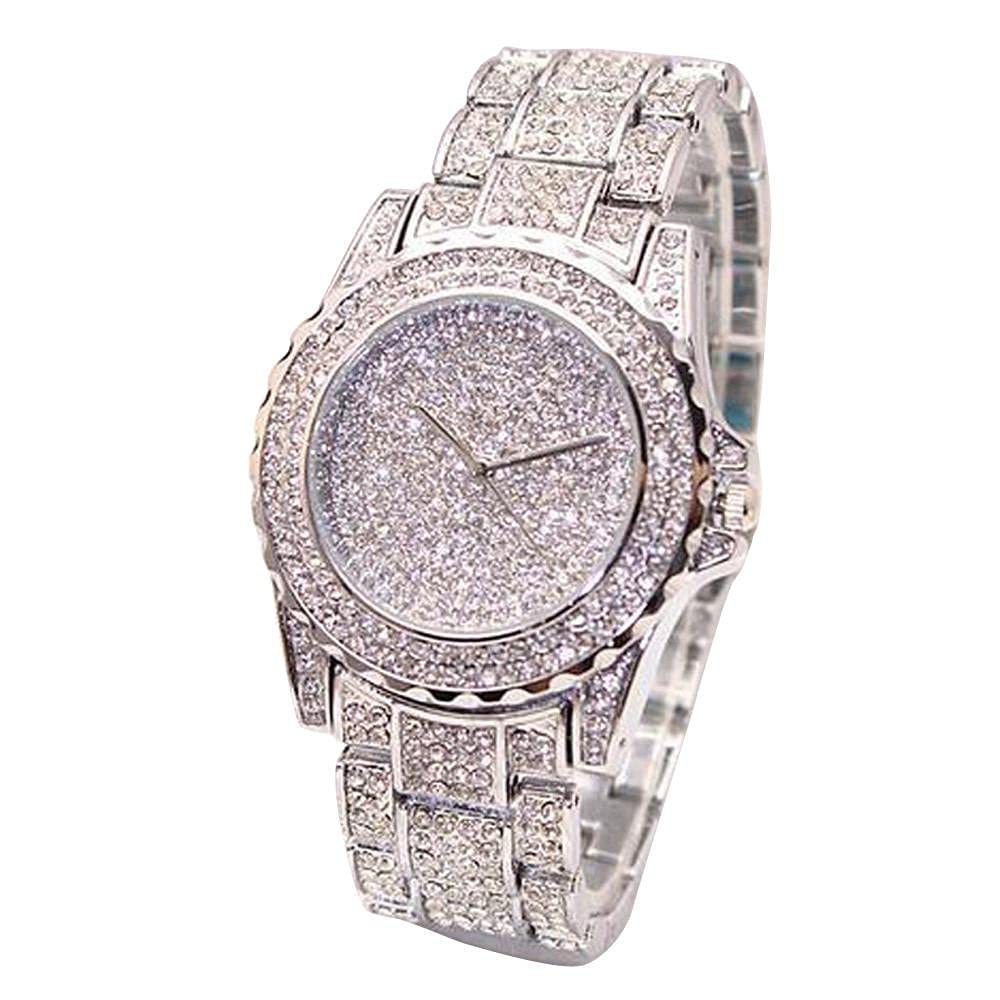 Stylish Men's Analog Quartz Wristwatch - Luxury Stainless Steel Band with Rhinestones | Perfect for Business, Casual & Formal Occasions