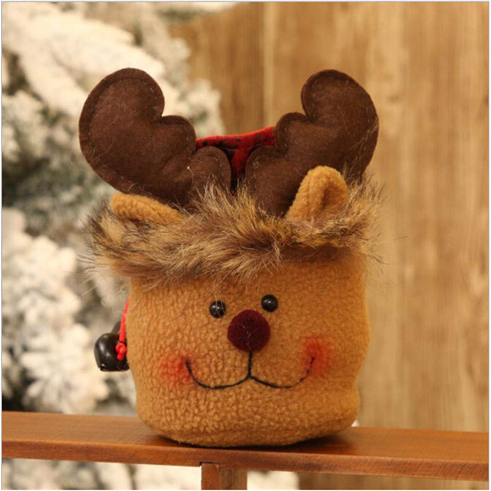 GUAngqi Christmas Apple Candy Bags - Adorable 3D Cartoon Reindeer with Fur Gift Bags for Candy Storage | Perfect for Holiday Parties, Christmas Gifts & Festive Treat Packaging