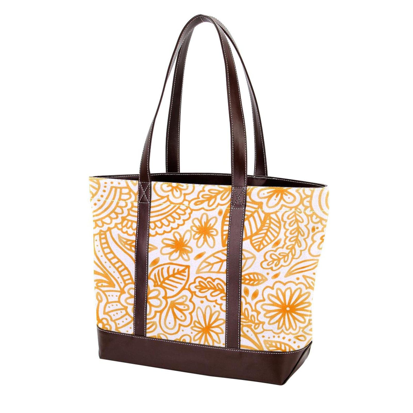 Stylish Women's Large Leather Canvas Tote Bag with Boat Sail Print - Top Handle Shoulder Satchel Hobo Purse for Work, Travel & Shopping