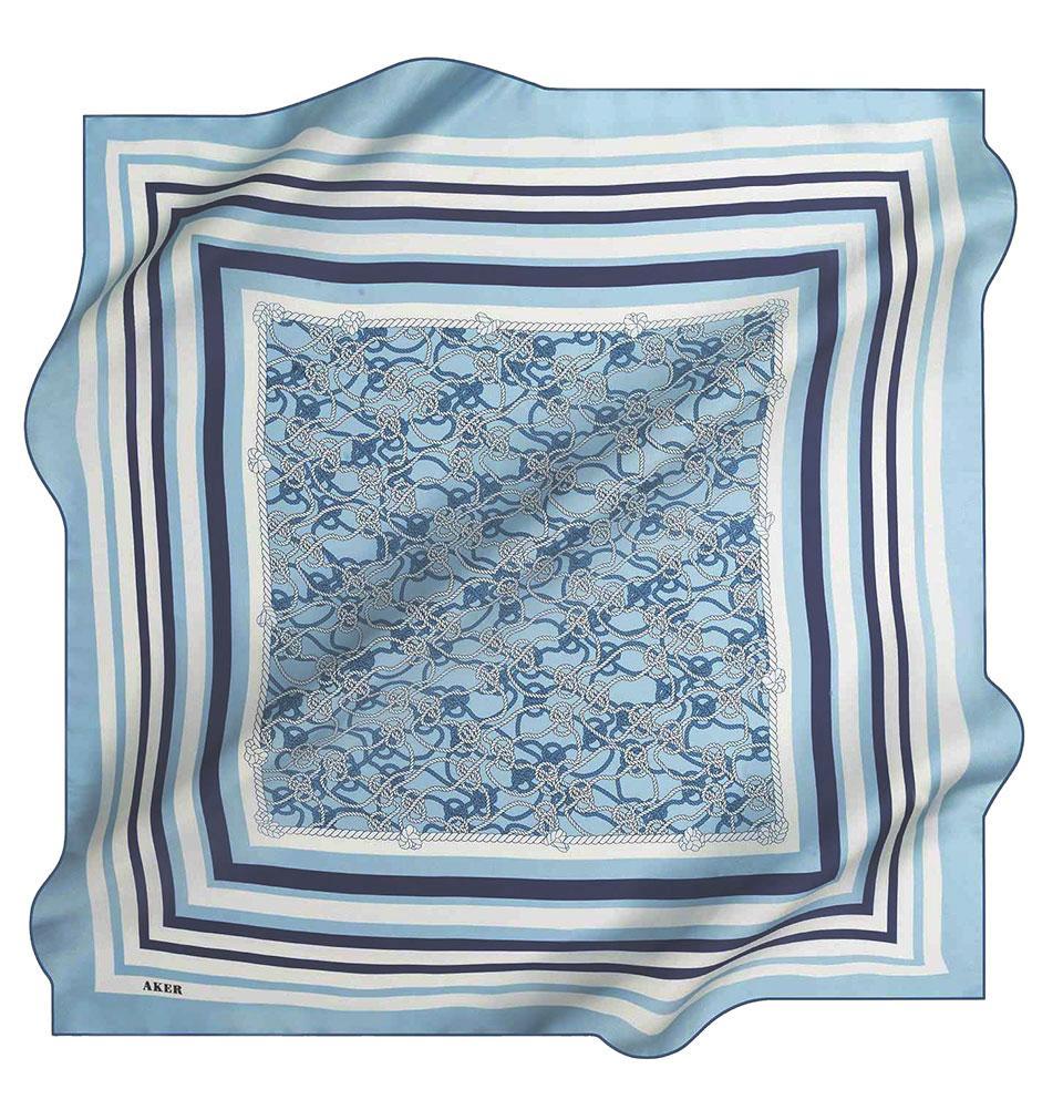 Aker Silk Cotton Patterned Square Scarf #7807 424 - Stylish Women's Fashion Accessory for Office, Party & Travel