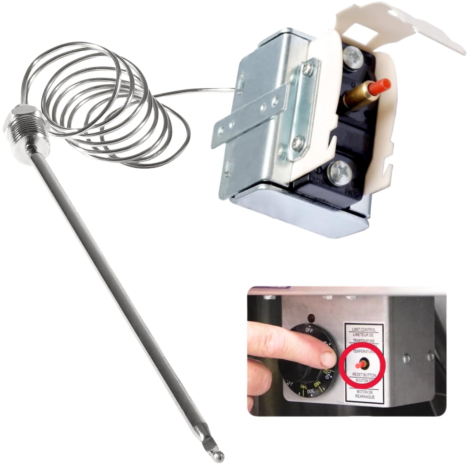 MCAMPAS PP10084 High Limit Switch Thermostat for Pitco Fryer - 1/4