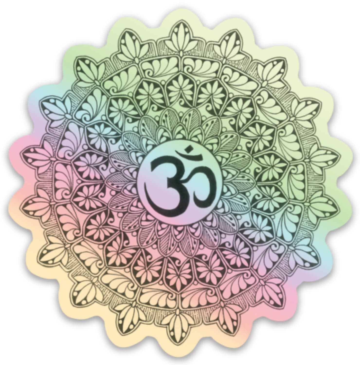 Holographic Mandala Sticker - Spiritual Decorative Vinyl Art for Yoga, Meditation & Journaling by Shweta Jain - Perfect for Laptops, Water Bottles & Phone Cases