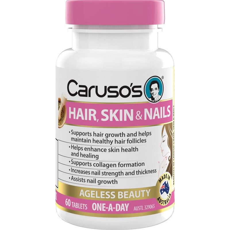 Caruso's Hair, Skin & Nails Vitamins - Biotin Collagen Supplement for Stronger Hair Growth, Healthy Skin & Nails - Supports Beauty & Wellness (Perfect for Women & Men, Daily Beauty Routine)