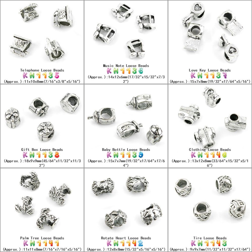 630 PCS Antique Silver Tone Jewelry Making Supplies - Pendant, Necklace, Bracelet Repair Charms, Loose Beads & Fermoir Clasps (KN1135) | DIY Crafting, Vintage Jewelry Restoration, Handmade Accessory Creation
