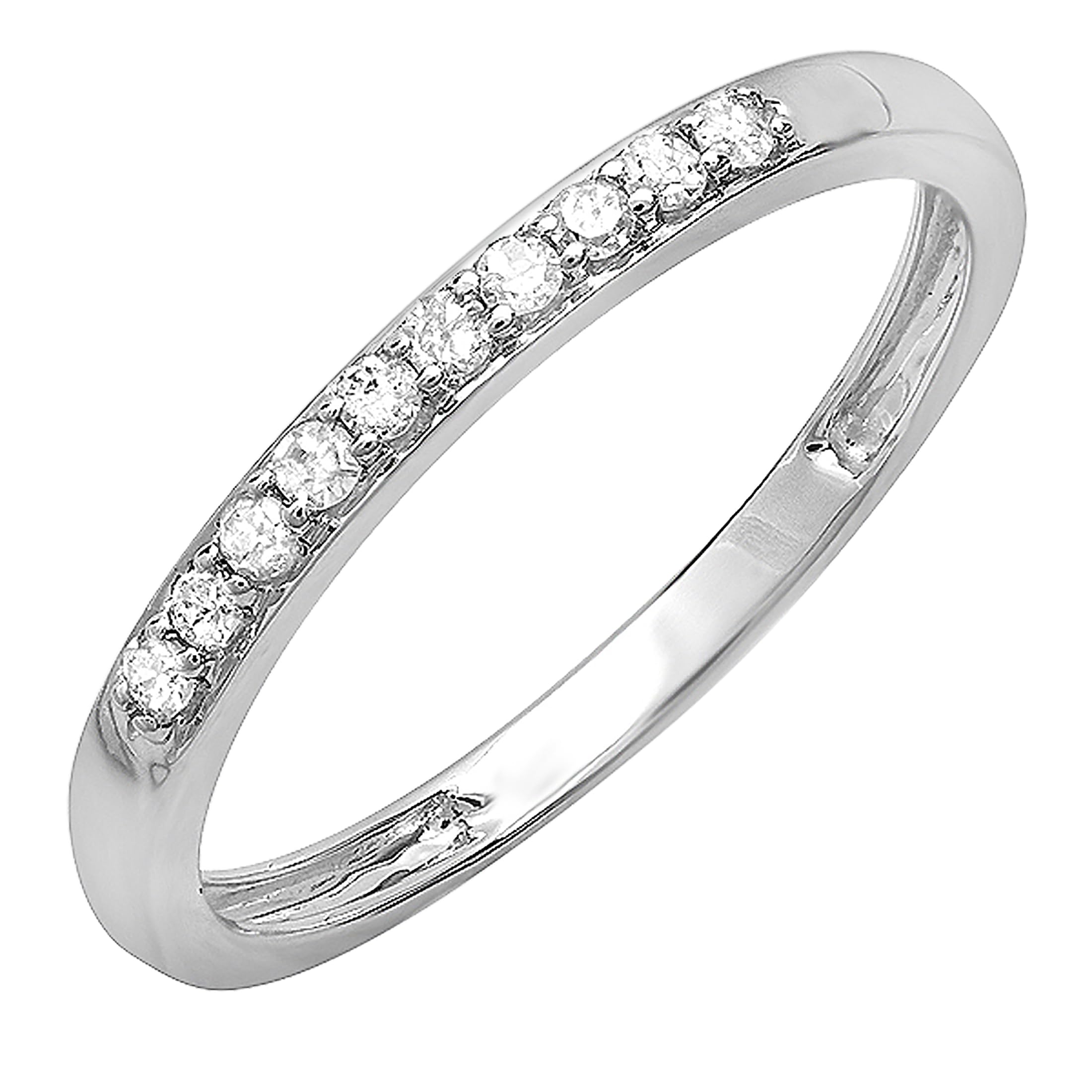 0.15 CTTW Round White Diamond Stackable Ring for Women - 10K Solid Gold Minimalist Band, Elegant Wedding, Anniversary, or Everyday Jewelry Gift