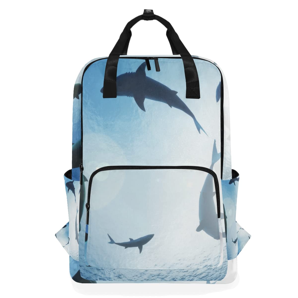 ZANHUGMI Shark Print Backpack - Stylish School & Casual Shoulder Bag for Students & Travel - Perfect for College, Work & Outdoor Adventures