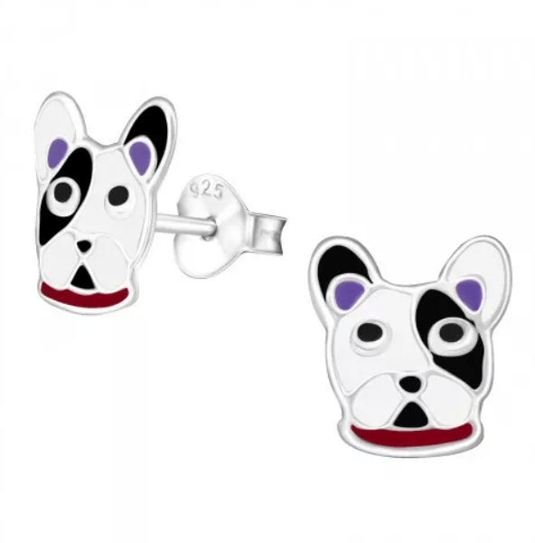 Sterling Silver Bulldog Stud Earrings for Kids - Cute & Hypoallergenic Dog Jewelry for Girls & Boys - Perfect for Birthdays, Parties & Everyday Wear