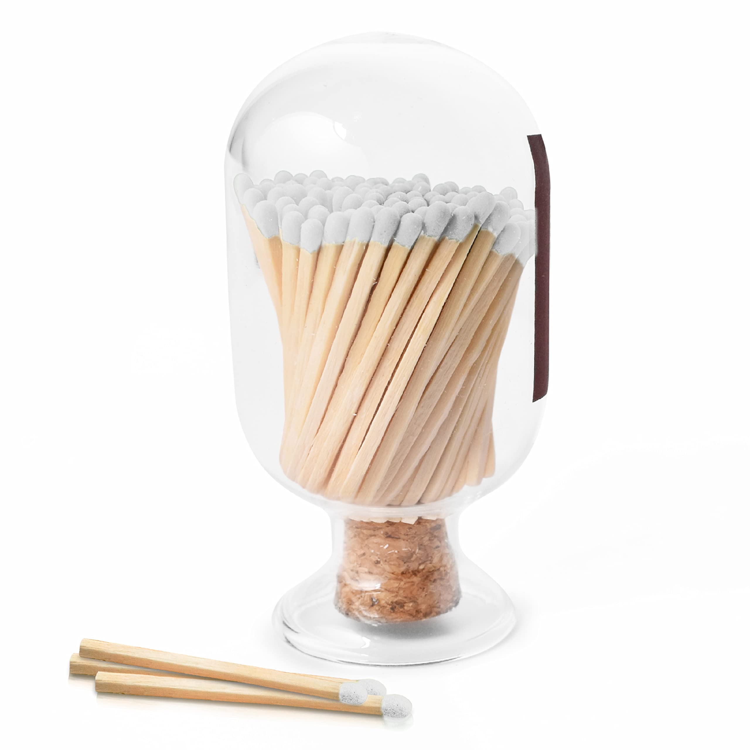 Atzi Glass Match Holder with Striker - Decorative Home Gift for Kitchen, Dining & Shabbat